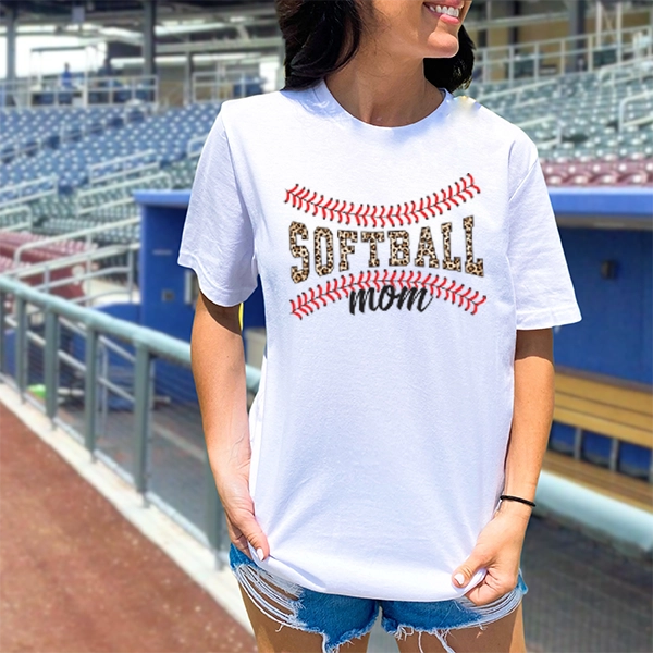 Leopard Softball Mom Stitches Mothers Day DTF Transfer