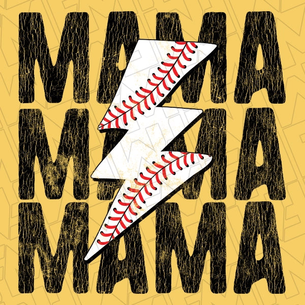 Baseball Mama Lightning Bolt Mothers Day applied to a shirt