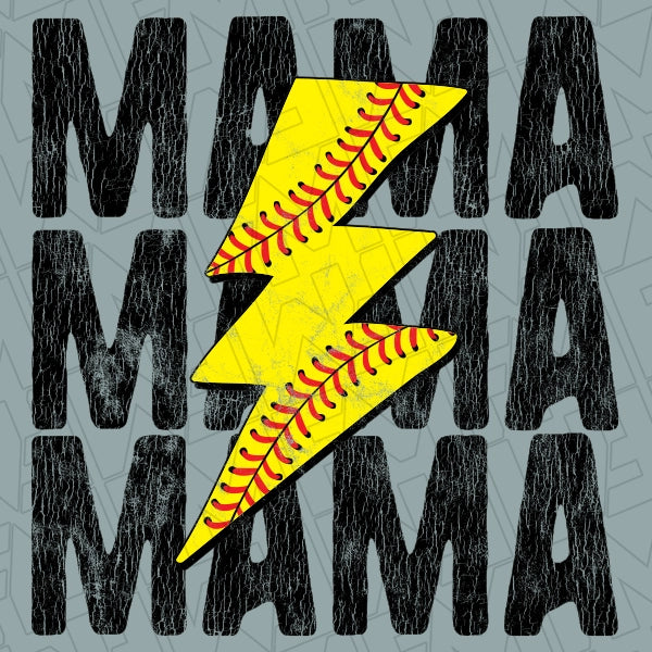 Softball Mama Lightning Bolt Mothers Day applied to a shirt