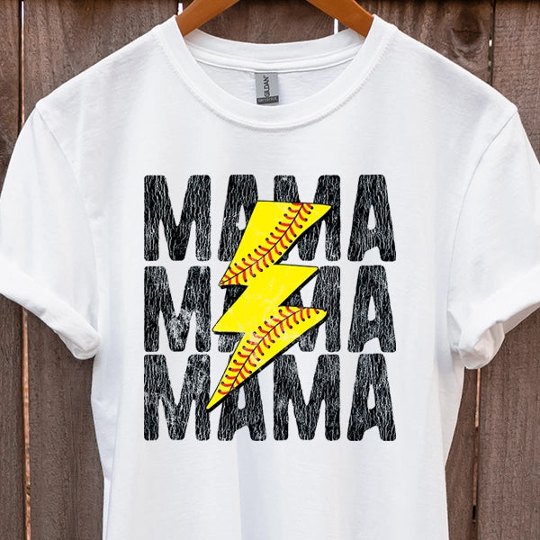 Softball Mama Lightning Bolt Mothers Day DTF Transfer