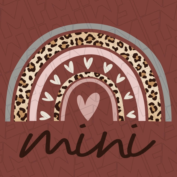 Boho Mini Leopard Rainbow Mommy Me Kids applied to a shirt