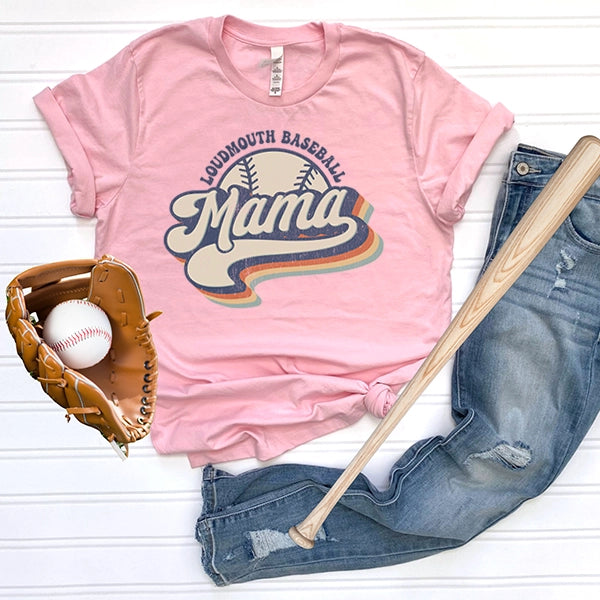 Retro Script Loudmouth Baseball Mama Baseball Mom DTF Transfer