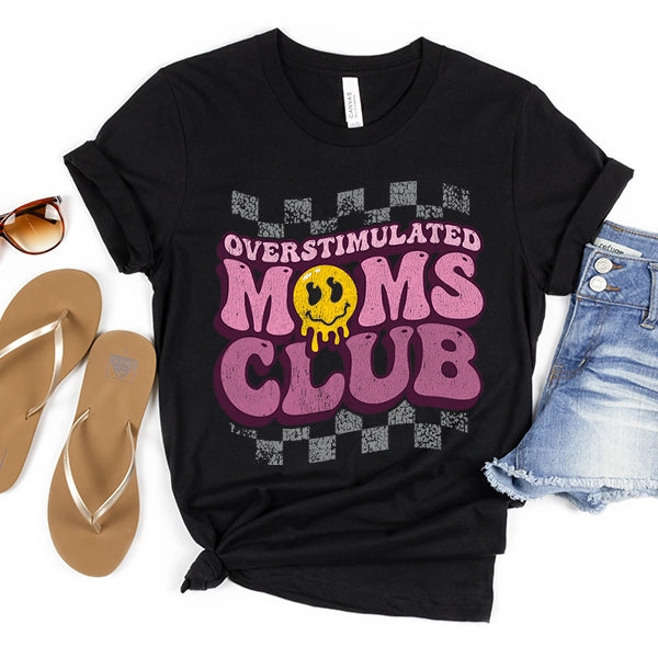 Purple Checker Overstimulated Moms Club Funny Mothers Day DTF Transfer