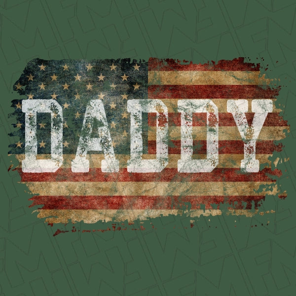 Daddy Vintage American Flag Patriotic Dad Fathers Day DTF Transfer