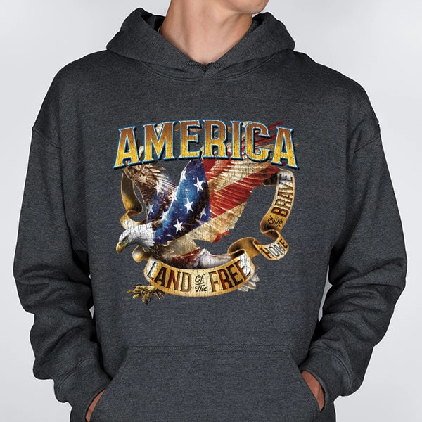 America Land of the Free Bald Eagle with Banner Patriotic DTF Transfer