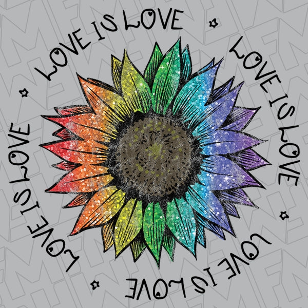 Love Is Love Sunflower Simulated Rainbow Glitter LGBTQ Pride DTF ...