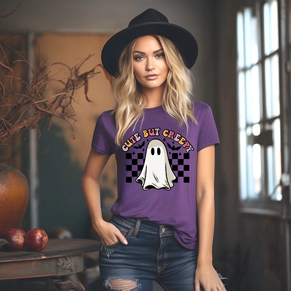 Cute but Creepy Checker Ghost Halloween DTF Transfer