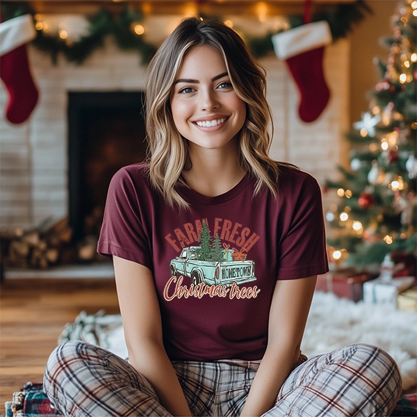 Farm Fresh Christmas Trees Vintage Truck Christmas DTF Transfer