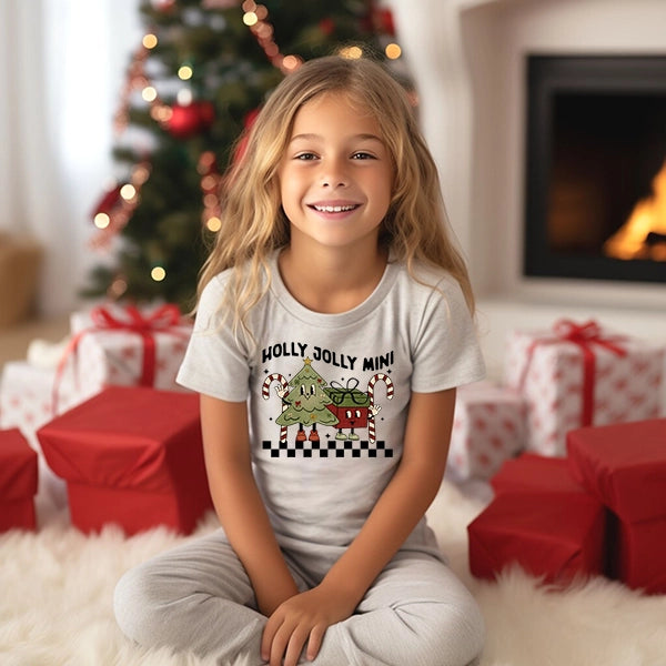 Holly Jolly Mini Checker Mommy & Me Kids Christmas DTF Transfer