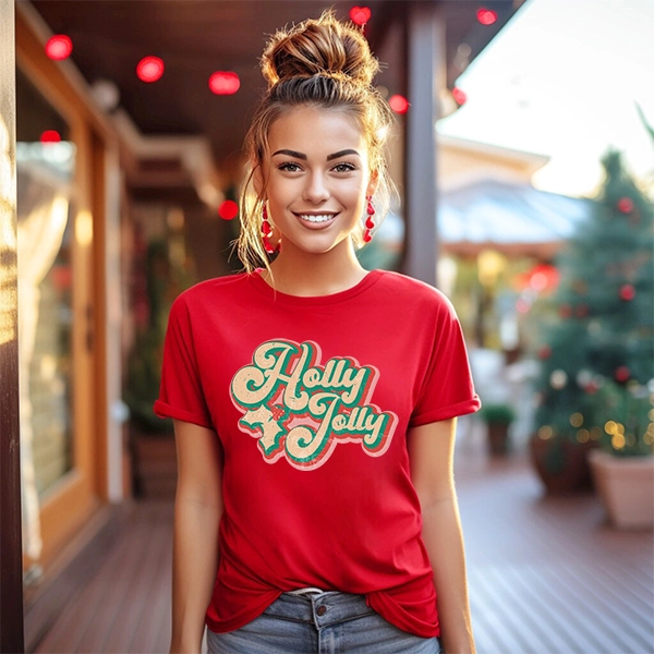 Holly Jolly Retro Script Christmas DTF Transfer