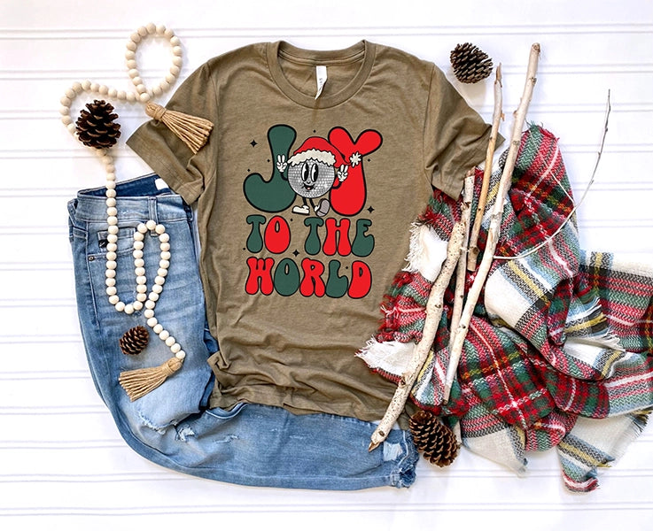 Joy to the World Dancing Disco Ball Christmas DTF Transfer