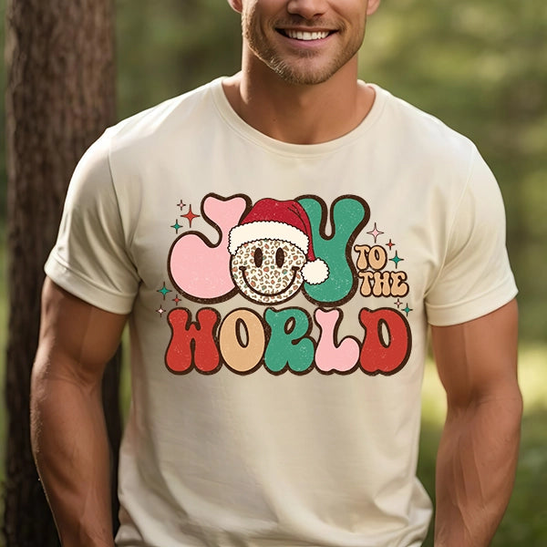 Joy to the World Smiley Christmas DTF Transfer