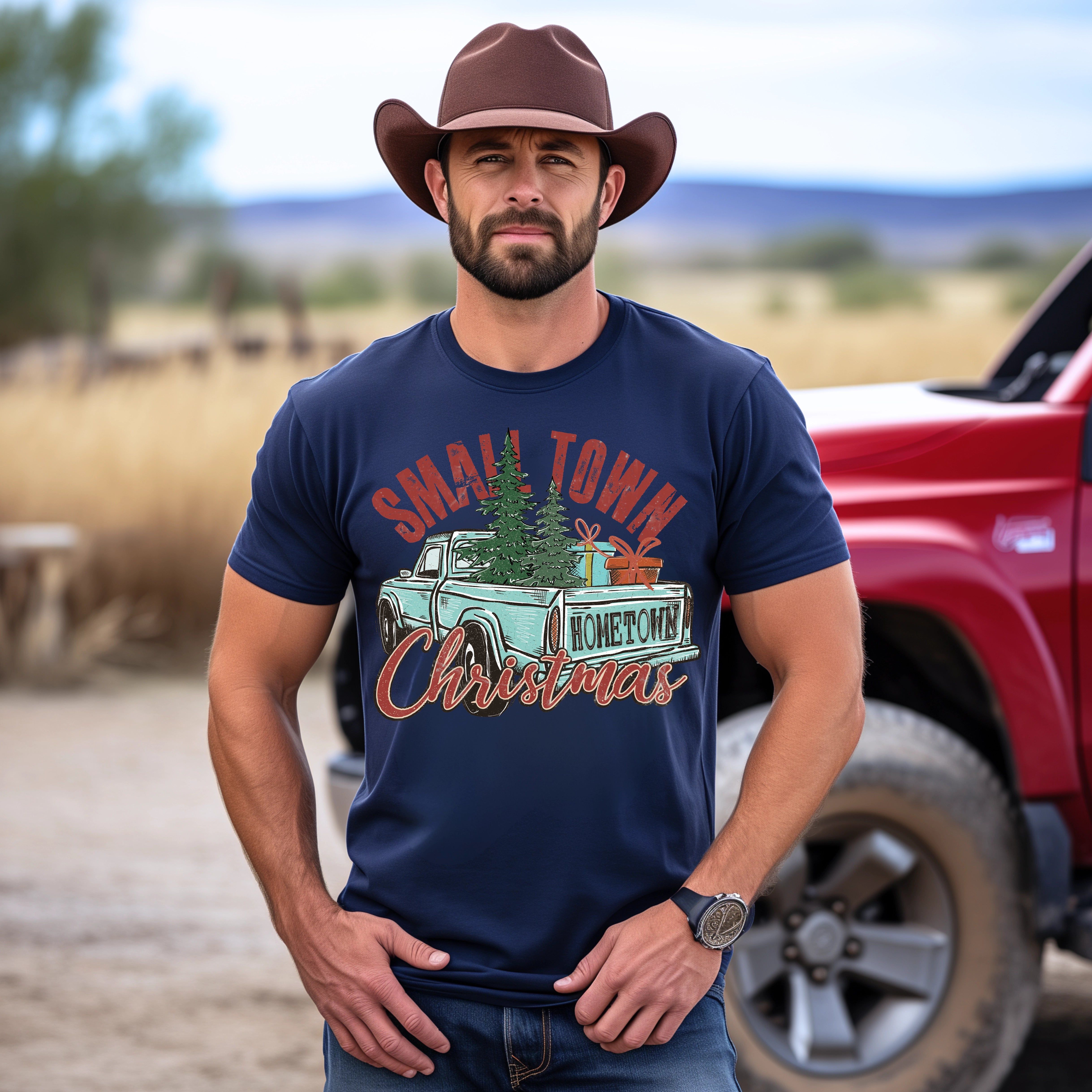 Small Town Christmas Truck Christmas DTF Transfer