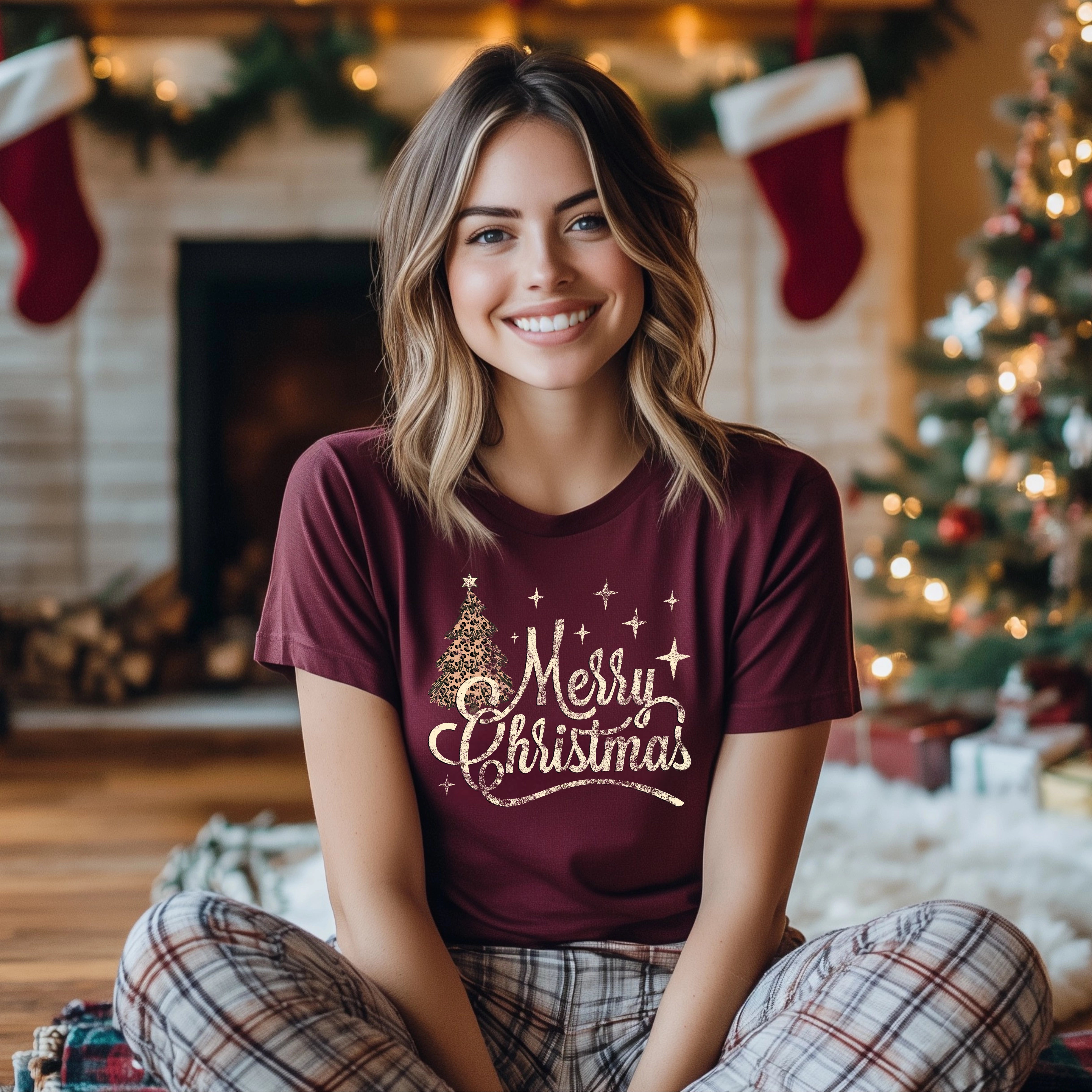 Merry Christmas Tree Script Christmas DTF Transfer