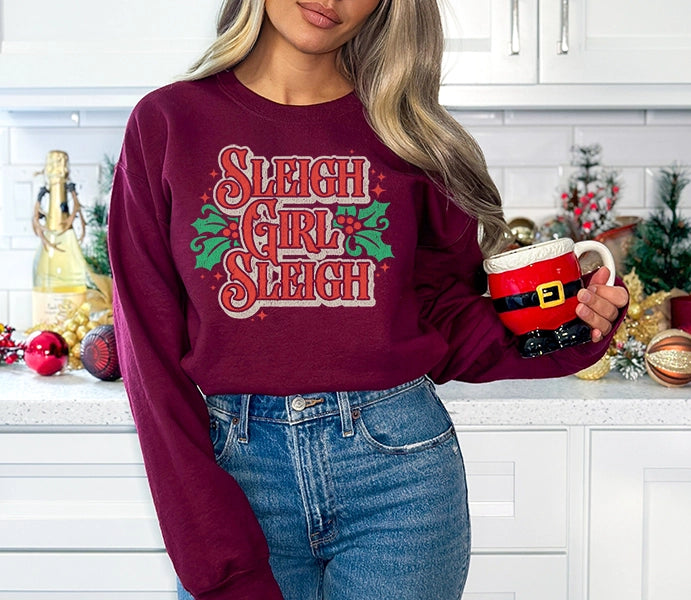Sleigh Girl Sleigh Holly Funny Christmas DTF Transfer