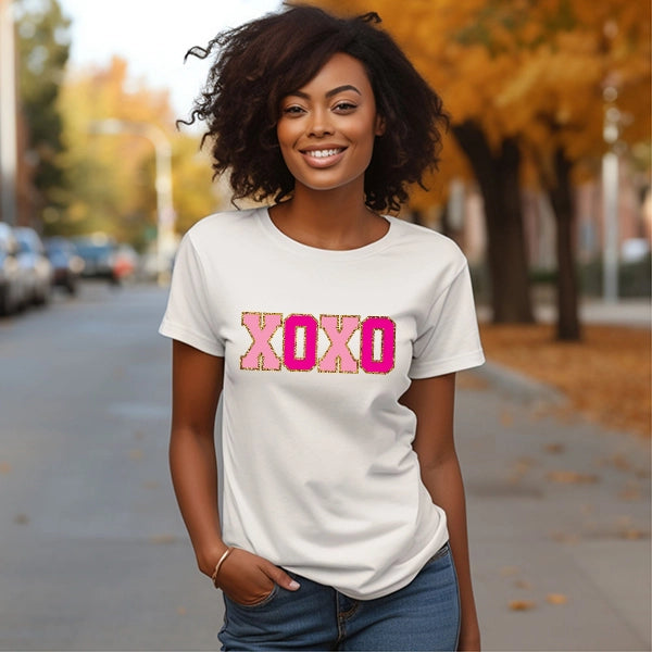 XOXO Faux Glitter Kids Valentines DTF Transfer