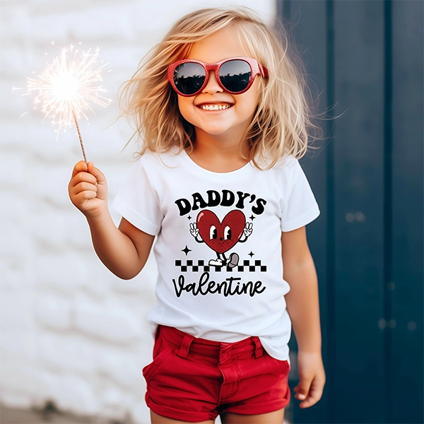 Daddys Valentine Retro Heart Kids Valentines DTF Transfer