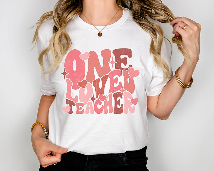 One Loved Teacher Retro Valentines DTF Transfer