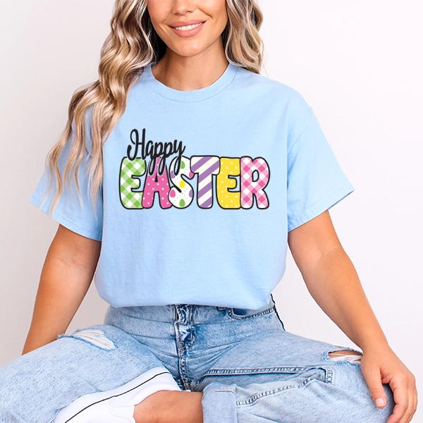 Happy Easter Plaid and Easter Patterns DTF Transfer