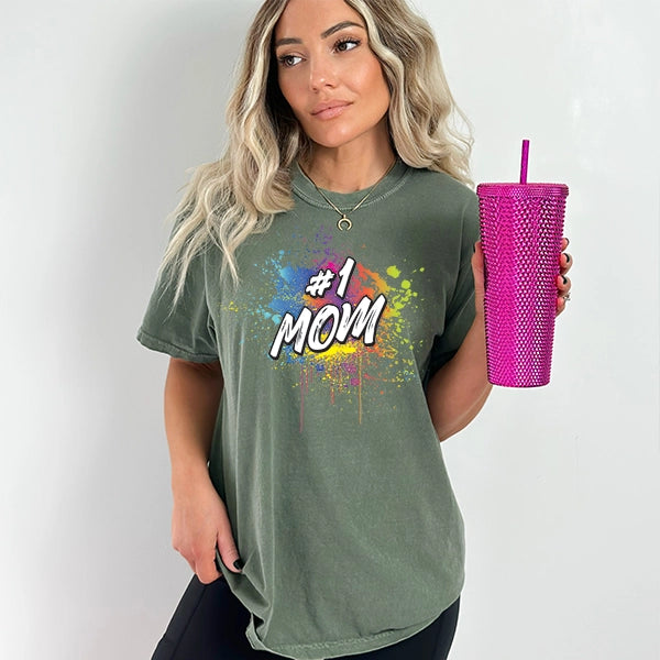 Number One Mom Paint Splatter DTF Transfer