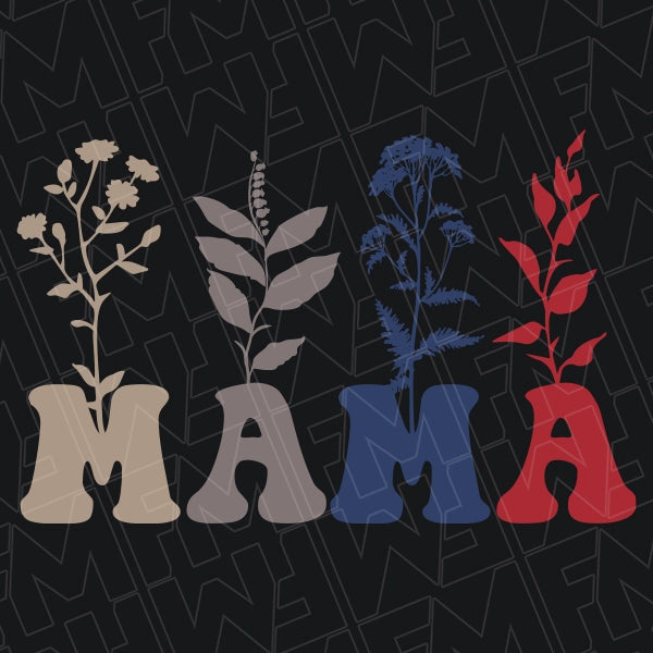 Mama Wildflowers applied to a shirt