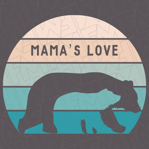 Mamas Love Bear and Cub Retro Circle applied to a shirt