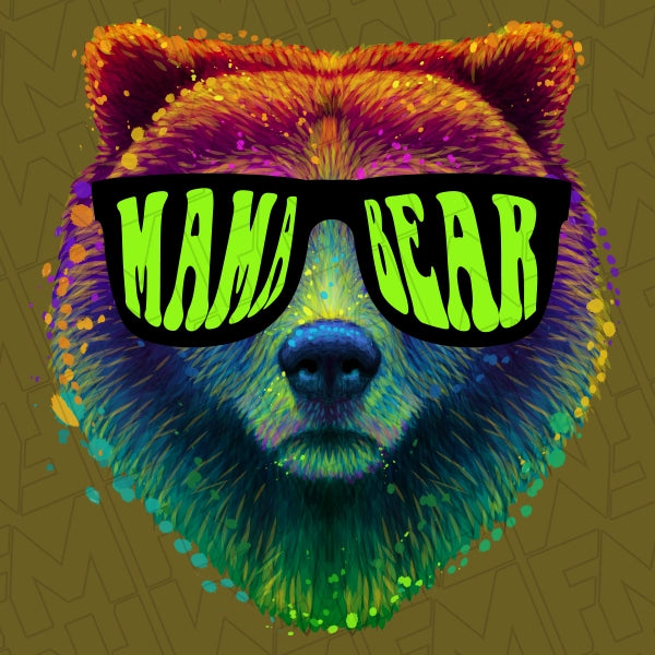 Bear Wearing Sunglasses saying Mama Bear applied to a shirt