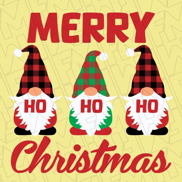 Merry Christmas Gnomes Ho Ho HO Christmas applied to a shirt