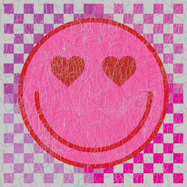 Checkers Smiley Face with Heart Eyes Kids applied to a shirt