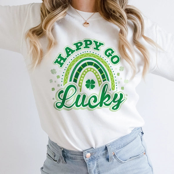 Happy Go Lucky Green Rainbow St Patricks Day DTF Transfer