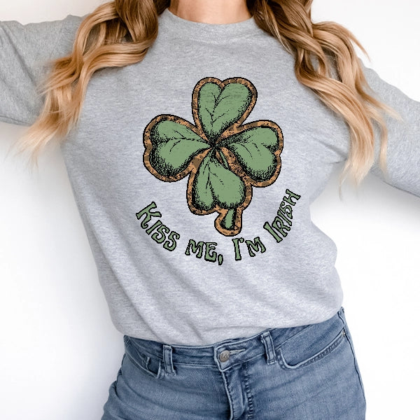 Kiss Me Im Irish Shamrock St Patricks Day DTF Transfer