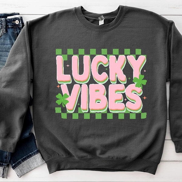 Lucky Vibes Checker St Patricks Day DTF Transfer