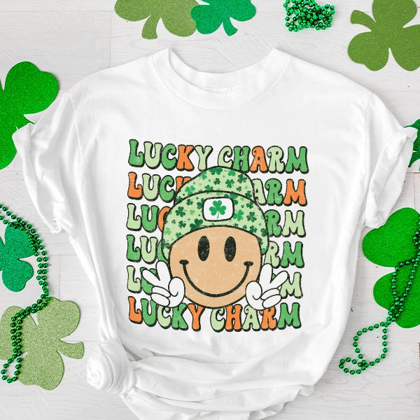 Lucky Charm Boho Hippie Smiley Face DTF Transfer
