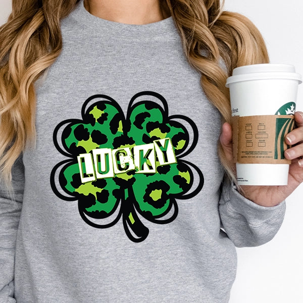 Lucky Leopard Four Leaf Clover St Patricks Day DTF Transfer
