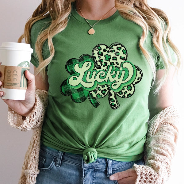 Lucky Leopard Plaid Shamrocks St Patricks Day DTF Transfer