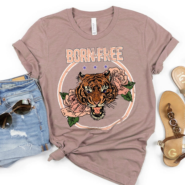 Born Free Tiger and Roses DTF Transfer