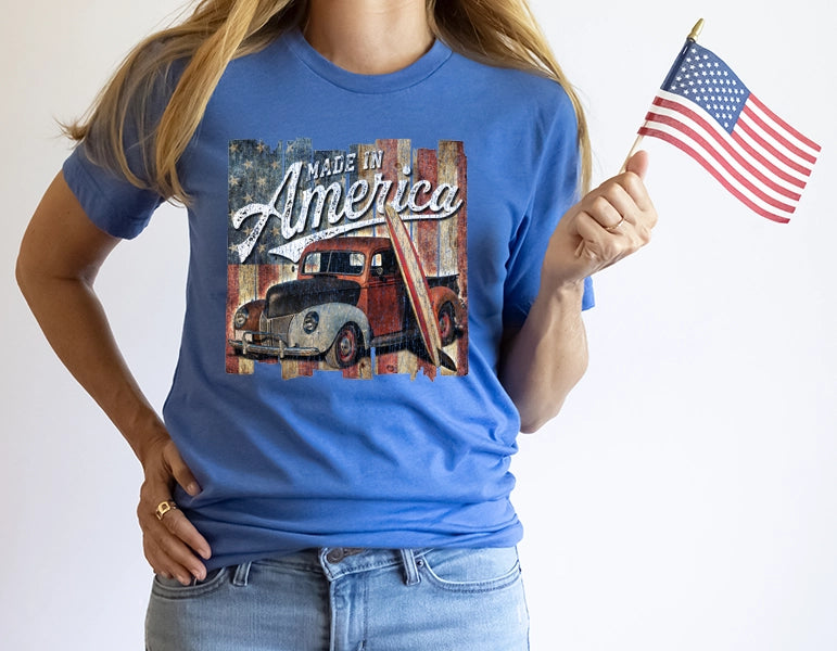 Made in America Vintage Truck Americana Patriotic DTF Transfer