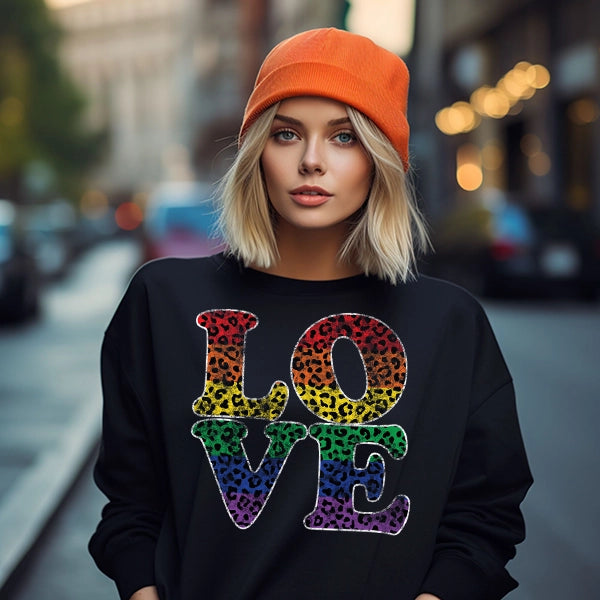 LOVE Distressed Rainbow Leopard Print LGBTQ Pride DTF Transfer