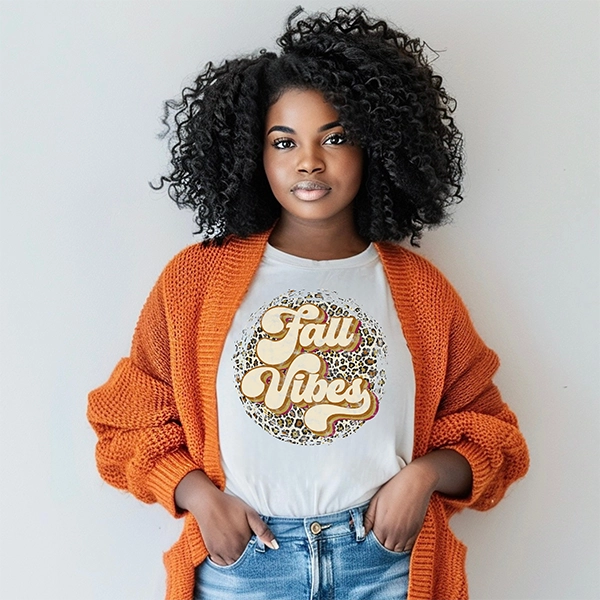 Fall Vibes Leopard Retro Script DTF Transfer