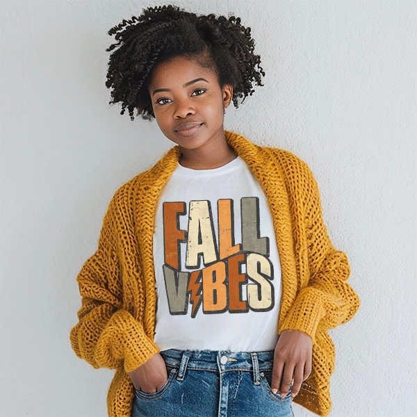 Fall Vibes Lightening Bolt Wavy Text DTF Transfer