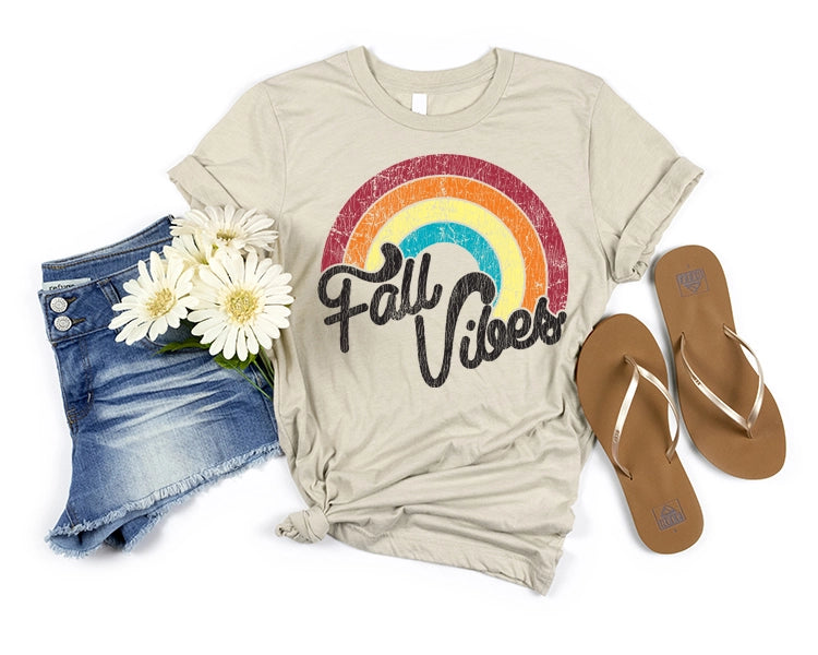 Fall Vibes Rainbow Script DTF Transfer