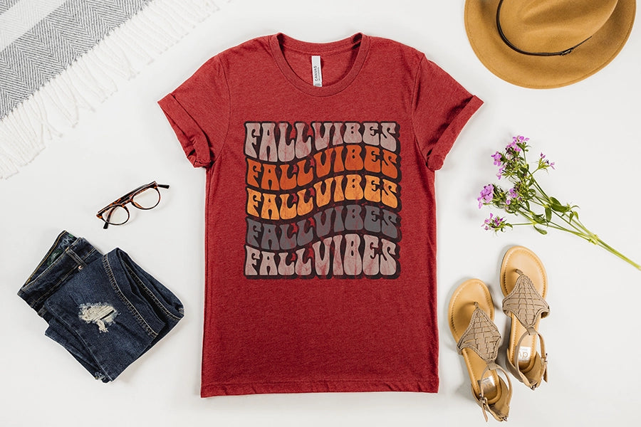 Fall Vibes Retro Wave DTF Transfer