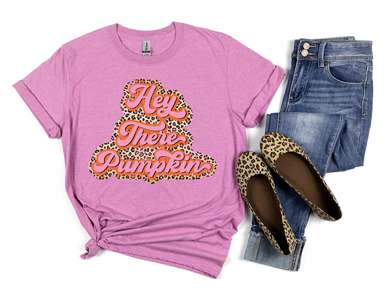 Hey There Pumpkin Leopard Script Fall DTF Transfer