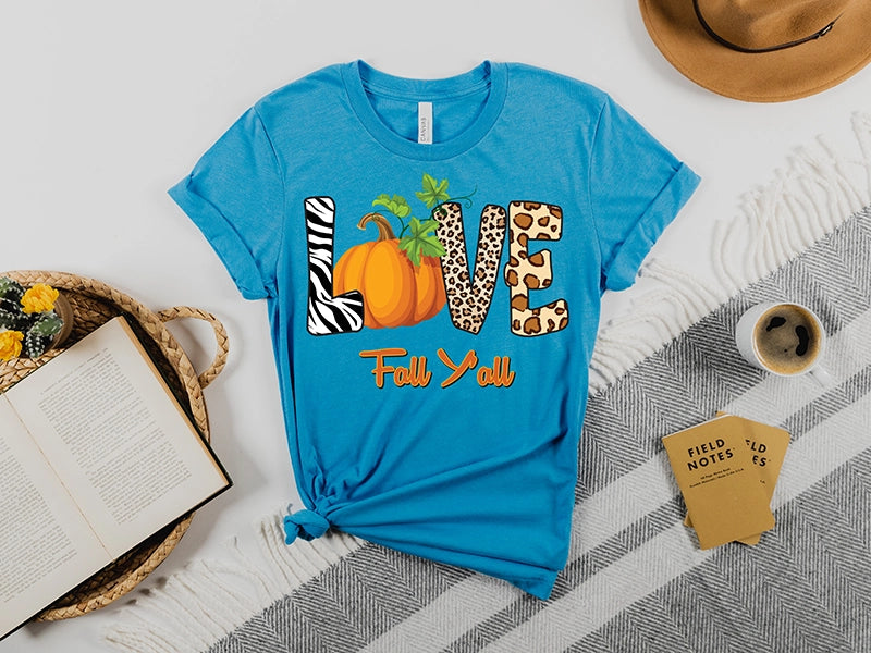 Love Fall Y'all Animal Print Pumpkin DTF Transfer
