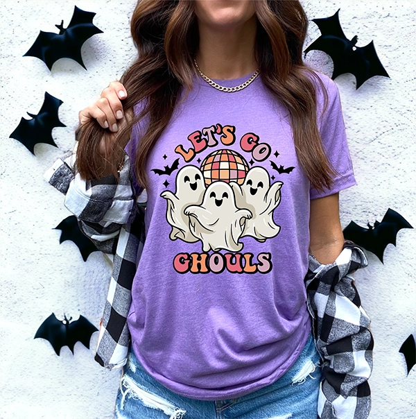 Lets Go Ghouls Disco Dancing Ghosts Halloween DTF Transfer