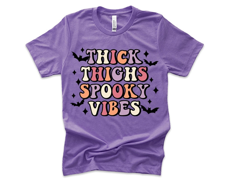 Thick Thighs Spooky Vibes Bats Halloween DTF Transfer