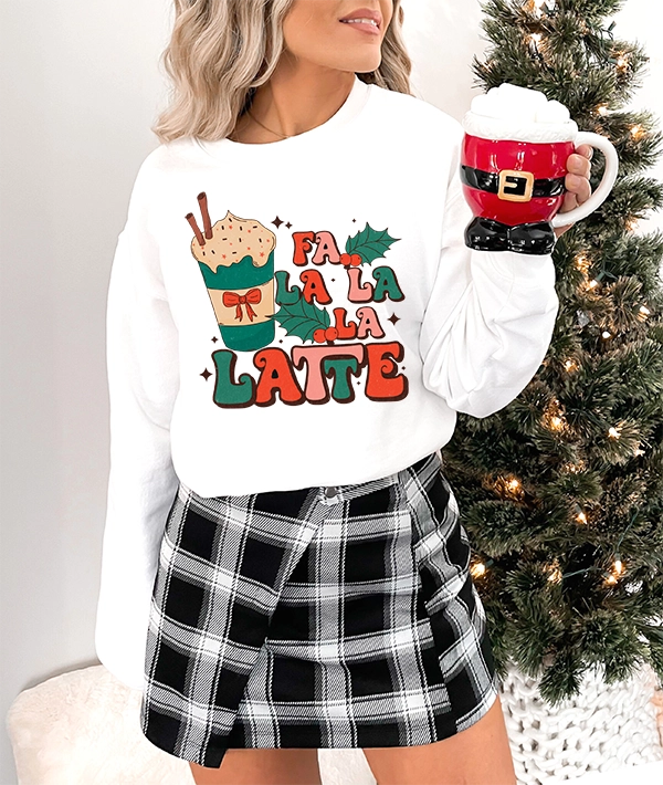 Fa La La Latte Retro Christmas DTF Transfer