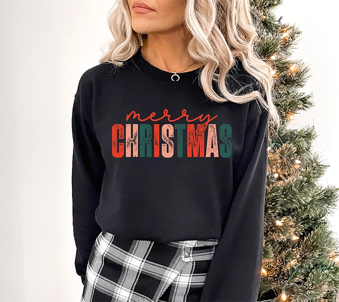 Merry Christmas Multicolor Christmas DTF Transfer