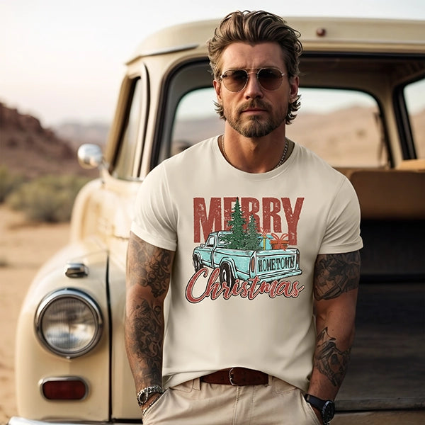 Merry Christmas Truck Hometown Christmas DTF Transfer