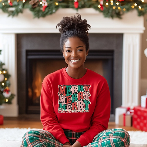 Merry Christmas Wavy Text DTF Transfer